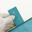 Christian Dior Long Wallet Leather Light Blue Gold Auth 154096V-7