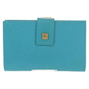 Christian Dior Long Wallet Leather Light Blue Gold Auth 154096V-13