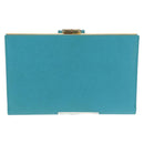 Christian Dior Long Wallet Leather Light Blue Gold Auth 154096V-2