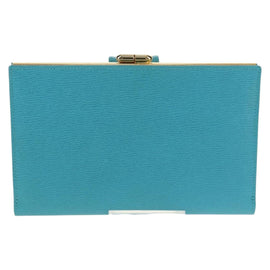 Christian Dior Long Wallet Leather Light Blue Gold Auth 154096V - 0