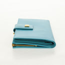 Christian Dior Long Wallet Leather Light Blue Gold Auth 154096V-3