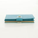 Christian Dior Long Wallet Leather Light Blue Gold Auth 154096V-5