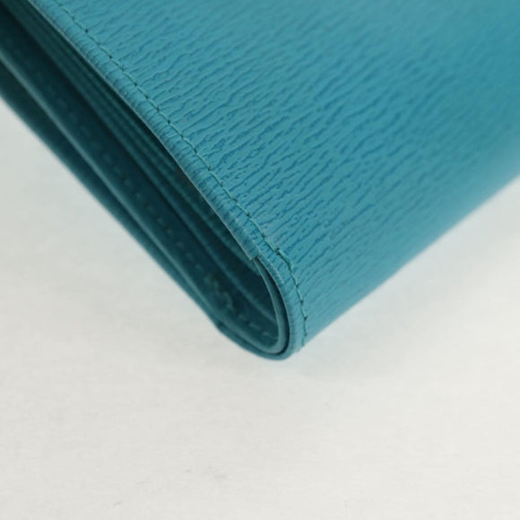 Christian Dior Long Wallet Leather Light Blue Gold Auth 154096V