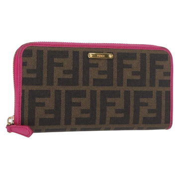 FENDI Zucca Canvas Long Wallet Black Brown Auth 154103