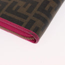 FENDI Zucca Canvas Long Wallet Black Brown Auth 154103-15