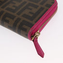 FENDI Zucca Canvas Long Wallet Black Brown Auth 154103-16