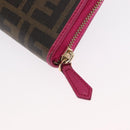 FENDI Zucca Canvas Long Wallet Black Brown Auth 154103-8