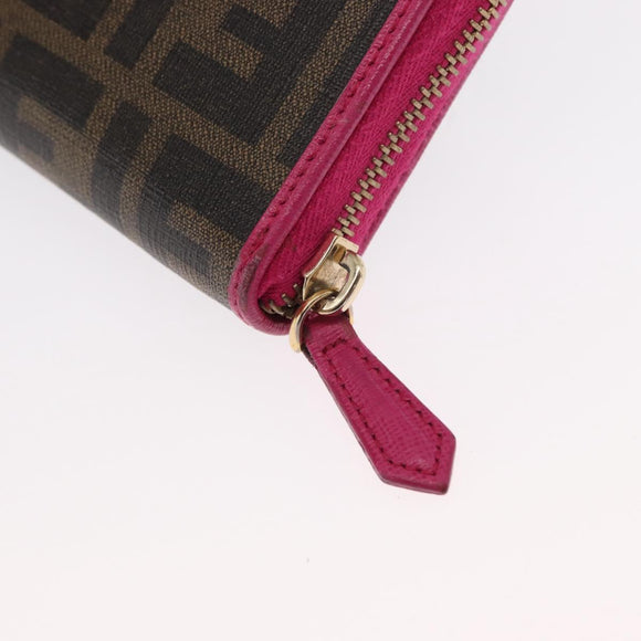 FENDI Zucca Canvas Long Wallet Black Brown Auth 154103