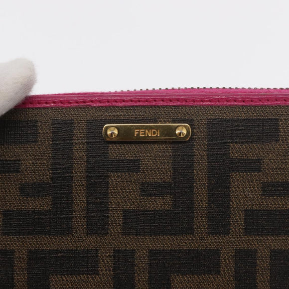FENDI Zucca Canvas Long Wallet Black Brown Auth 154103