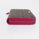 FENDI Zucca Canvas Long Wallet Black Brown Auth 154103-3
