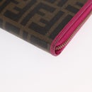 FENDI Zucca Canvas Long Wallet Black Brown Auth 154103-14