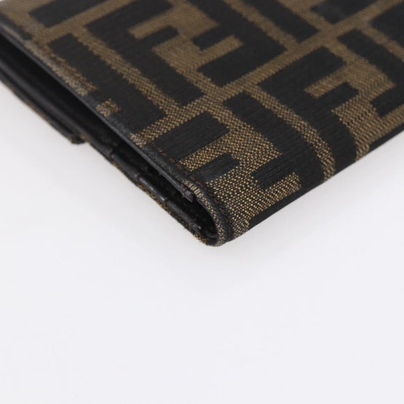 FENDI Zucca Canvas Wallet Black Brown Auth 154104A