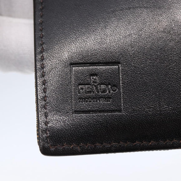 FENDI Zucca Canvas Wallet Black Brown Auth 154104A