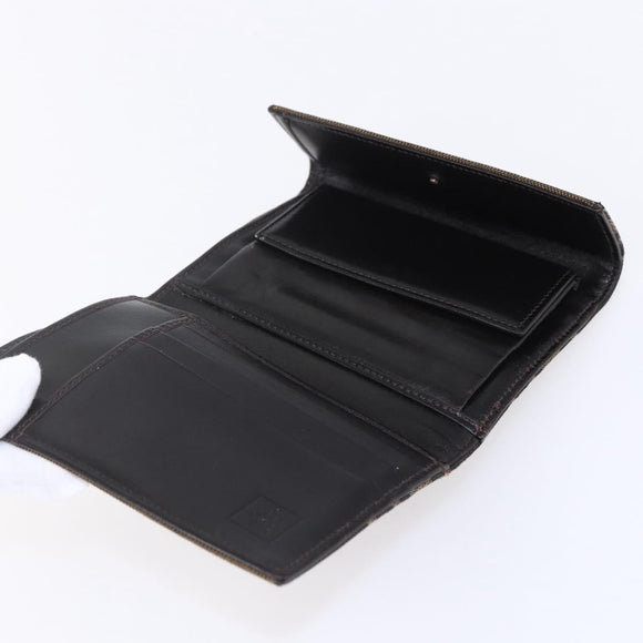 FENDI Zucca Canvas Wallet Black Brown Auth 154104