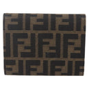 FENDI Zucca Canvas Wallet Black Brown Auth 154104A-2