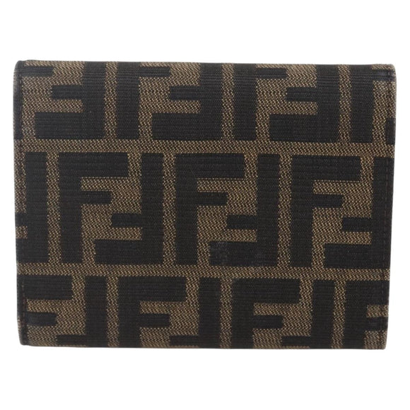 FENDI Zucca Canvas Wallet Black Brown Auth 154104A