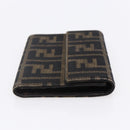 FENDI Zucca Canvas Wallet Black Brown Auth 154104A-4