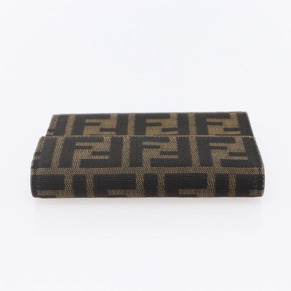 FENDI Zucca Canvas Wallet Black Brown Auth 154104