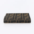 FENDI Zucca Canvas Wallet Black Brown Auth 154104A-5