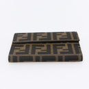FENDI Zucca Canvas Wallet Black Brown Auth 154104A-6