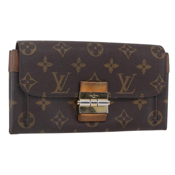 LOUIS VUITTON Monogram Portefeuille Elysee Long Wallet Camel M60361 Auth 154105