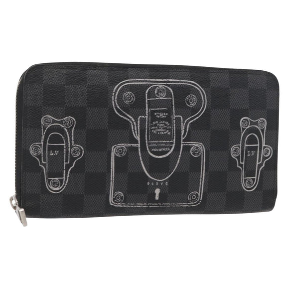 LOUIS VUITTON Damier Graphite Zippy Organizer Trunk & Lock N63182 Auth 154106