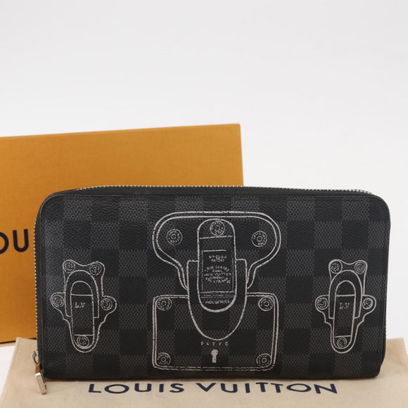 LOUIS VUITTON Damier Graphite Zippy Organizer Trunk & Lock N63182 Auth 154106