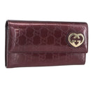 GUCCI GG Canvas Guccissima Lovely Heart Wallet Bordeaux Gold 251861 Auth 154109-1