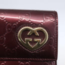 GUCCI GG Canvas Guccissima Lovely Heart Wallet Bordeaux Gold 251861 Auth 154109-17