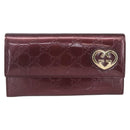 GUCCI GG Canvas Guccissima Lovely Heart Wallet Bordeaux Gold 251861 Auth 154109-13
