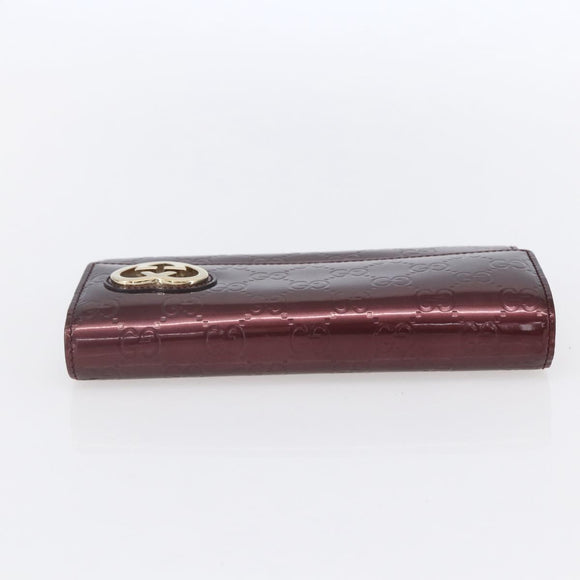 GUCCI GG Canvas Guccissima Lovely Heart Wallet Bordeaux Gold 251861 Auth 154109