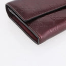 GUCCI GG Canvas Guccissima Lovely Heart Wallet Bordeaux Gold 251861 Auth 154109-14