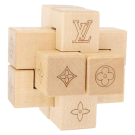 LOUIS VUITTON Puteki Wooden Puzzle Building Blocks Wood Beige LV Auth 154110M