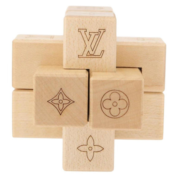 LOUIS VUITTON Puteki Wooden Puzzle Building Blocks Wood Beige LV Auth 154110M