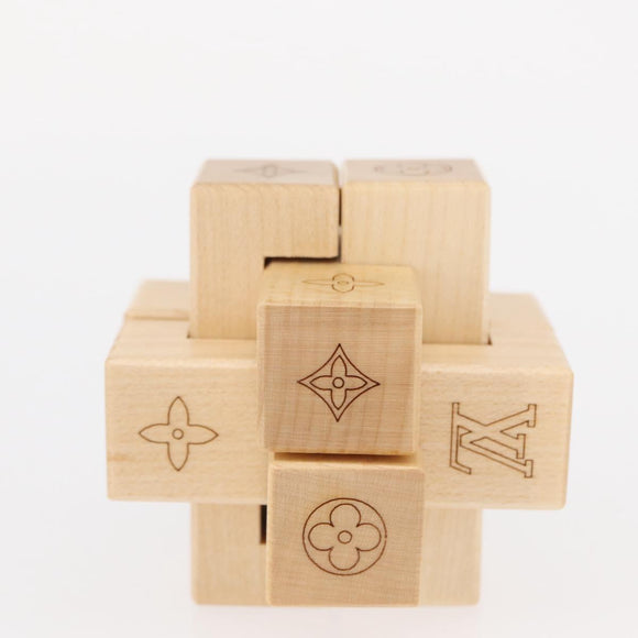 LOUIS VUITTON Puteki Wooden Puzzle Building Blocks Wood Beige LV Auth 154110M
