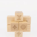 LOUIS VUITTON Puteki Wooden Puzzle Building Blocks Wood Beige LV Auth 154110M-6