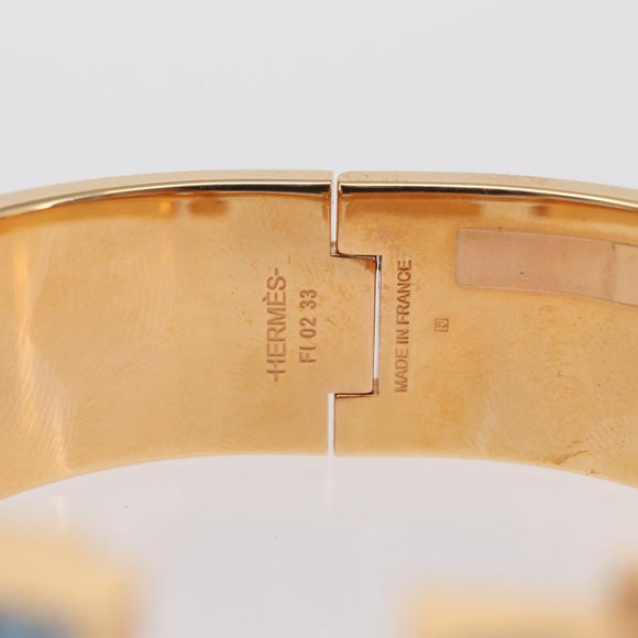 HERMES Click H Bracelet metal Gold Tone FI 02 33 Auth 154113M