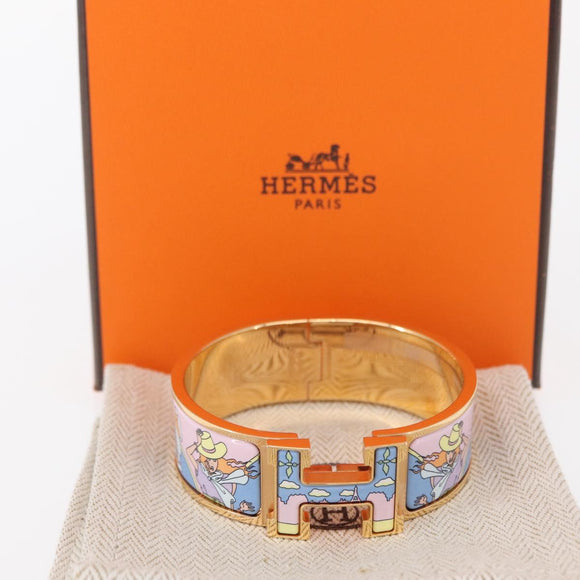 HERMES Click H Bracelet metal Gold Tone FI 02 33 Auth 154113M