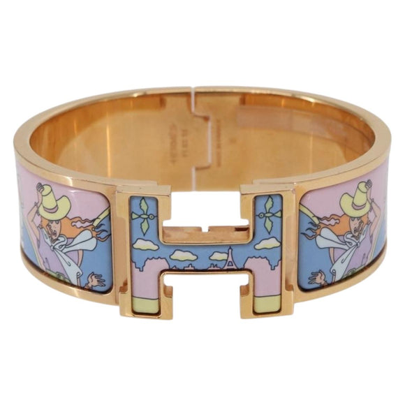 HERMES Click H Bracelet metal Gold Tone FI 02 33 Auth 154113M