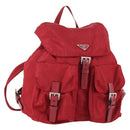 PRADA Backpack Nylon Red Silver Auth 154157-1