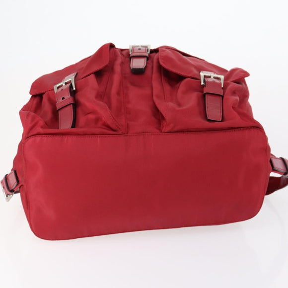 PRADA Backpack Nylon Red Silver Auth 154157