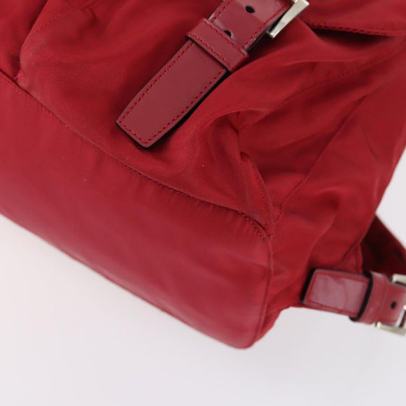 PRADA Backpack Nylon Red Silver Auth 154157