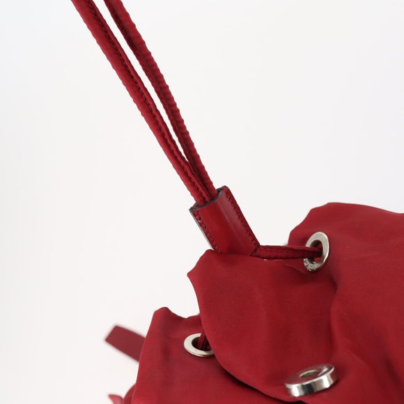 PRADA Backpack Nylon Red Silver Auth 154157