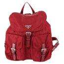 PRADA Backpack Nylon Red Silver Auth 154157-13