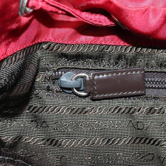 PRADA Backpack Nylon Red Silver Auth 154157