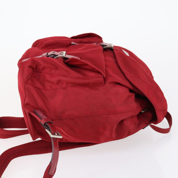PRADA Backpack Nylon Red Silver Auth 154157