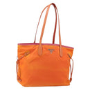 PRADA Tote Bag Nylon Orange Silver Auth 154158-1