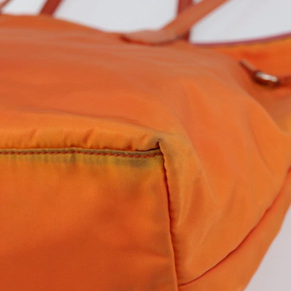 PRADA Tote Bag Nylon Orange Silver Auth 154158