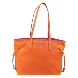 PRADA Tote Bag Nylon Orange Silver Auth 154158 - 0