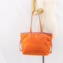 PRADA Tote Bag Nylon Orange Silver Auth 154158-23